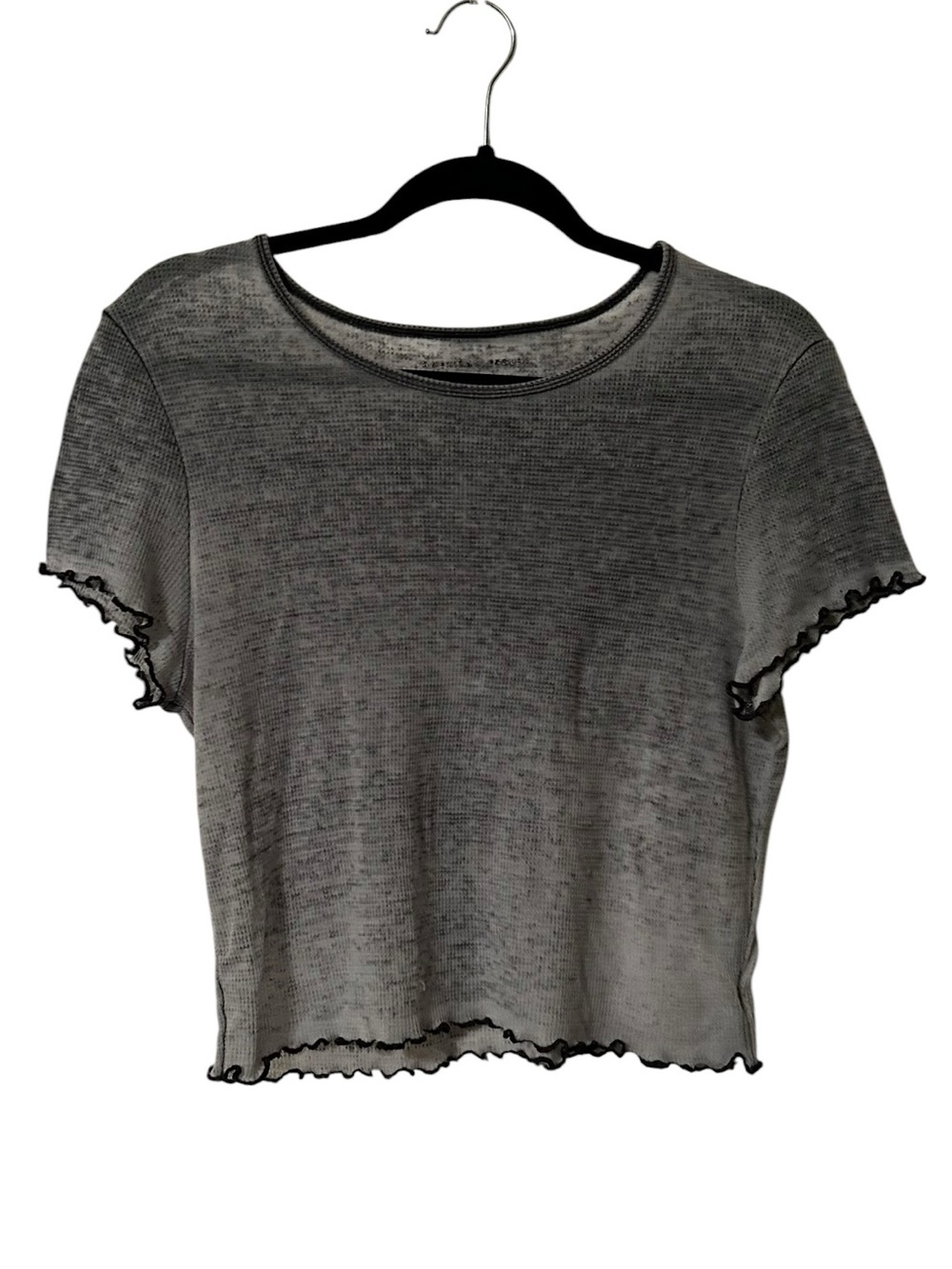 American Eagle Gray Ombre Waffle Knit Short Sleeve Baby Tee Womens Large